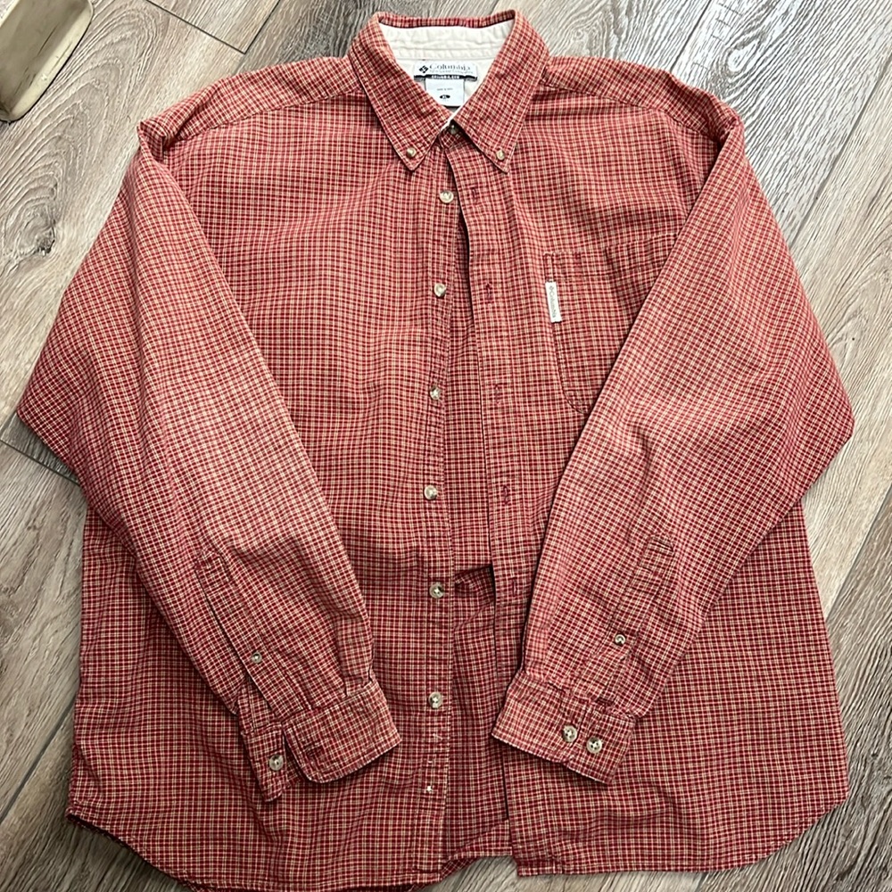 Mens Columbia plaid long sleeve button down shirt XL
